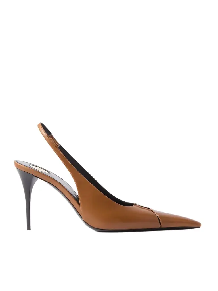 Saint Laurent Babylone Cutout Patent-leather Slingback Pumps