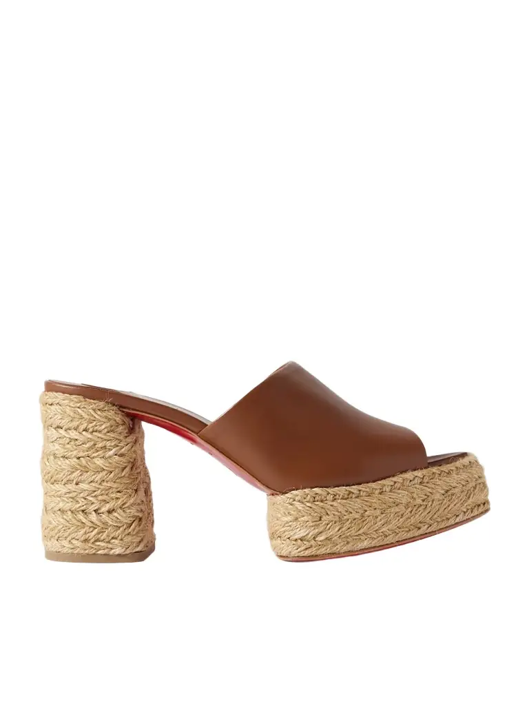Christian Louboutin Calakala 85 Leather Espadrille Platform Mules