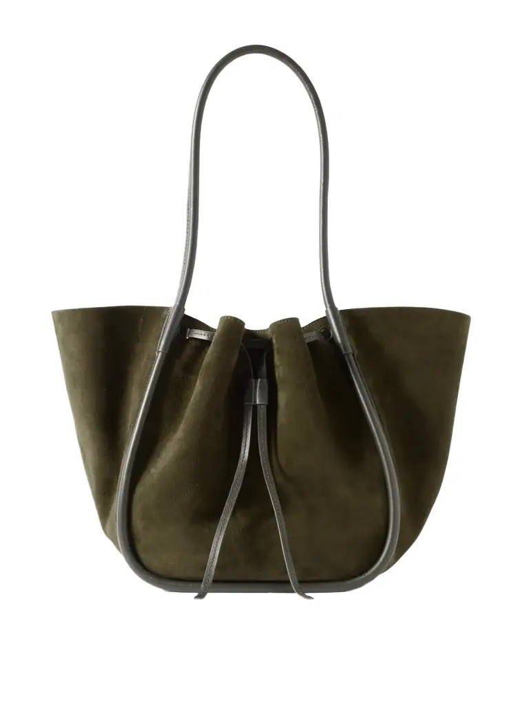 Proenza Schouler Large Leather-trimmed Ruched Suede Tote