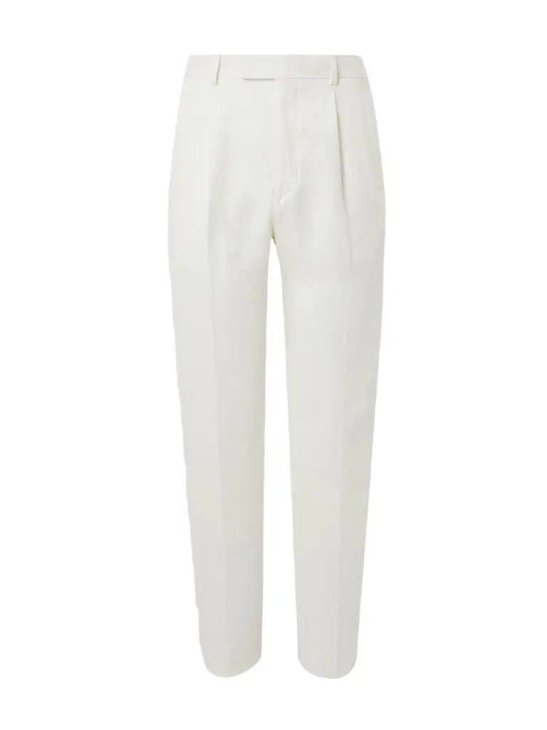 Zegna Straight-Leg Pleated Linen-Twill Trousers - Men
