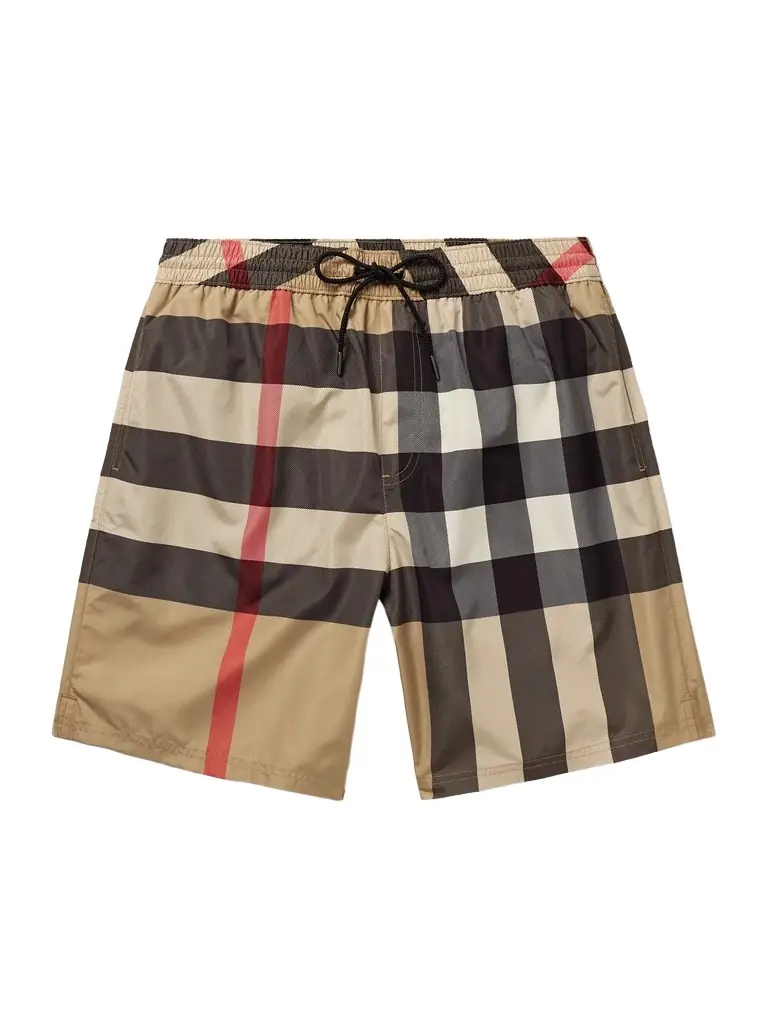 Burberry Straight-Leg Long-Length Checked Swim Shorts - Men