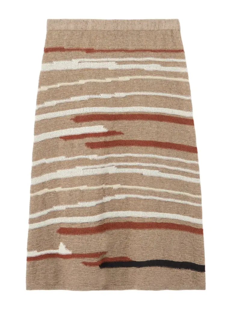 Bottega Veneta triped Jacquard-knit Linen And Cotton-blend Midi kirt