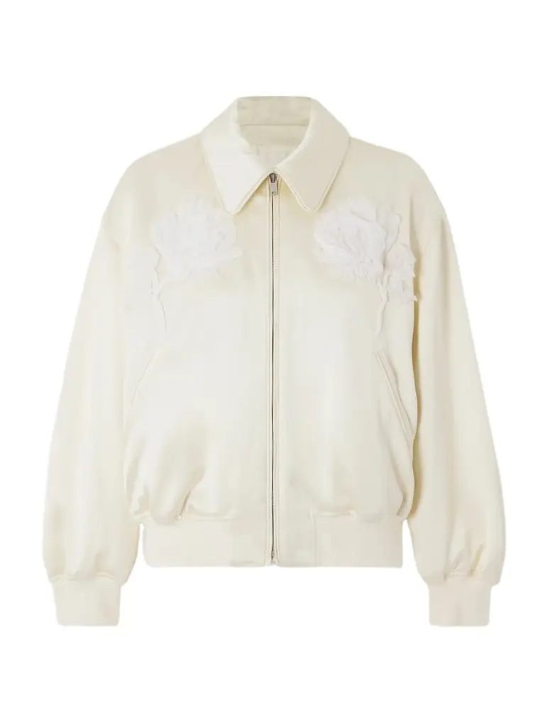 Jil Sander Embroidered Satin-twill Bomber Jacket