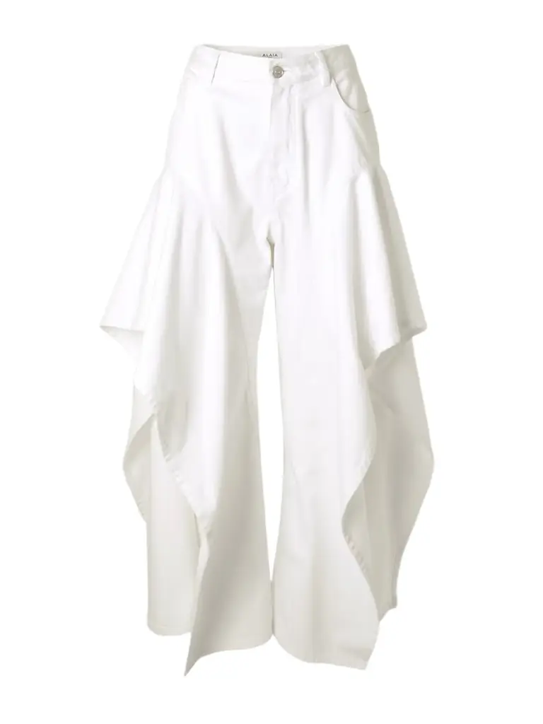 Alaïa Ruffled Mid-rise Wide-leg Jeans