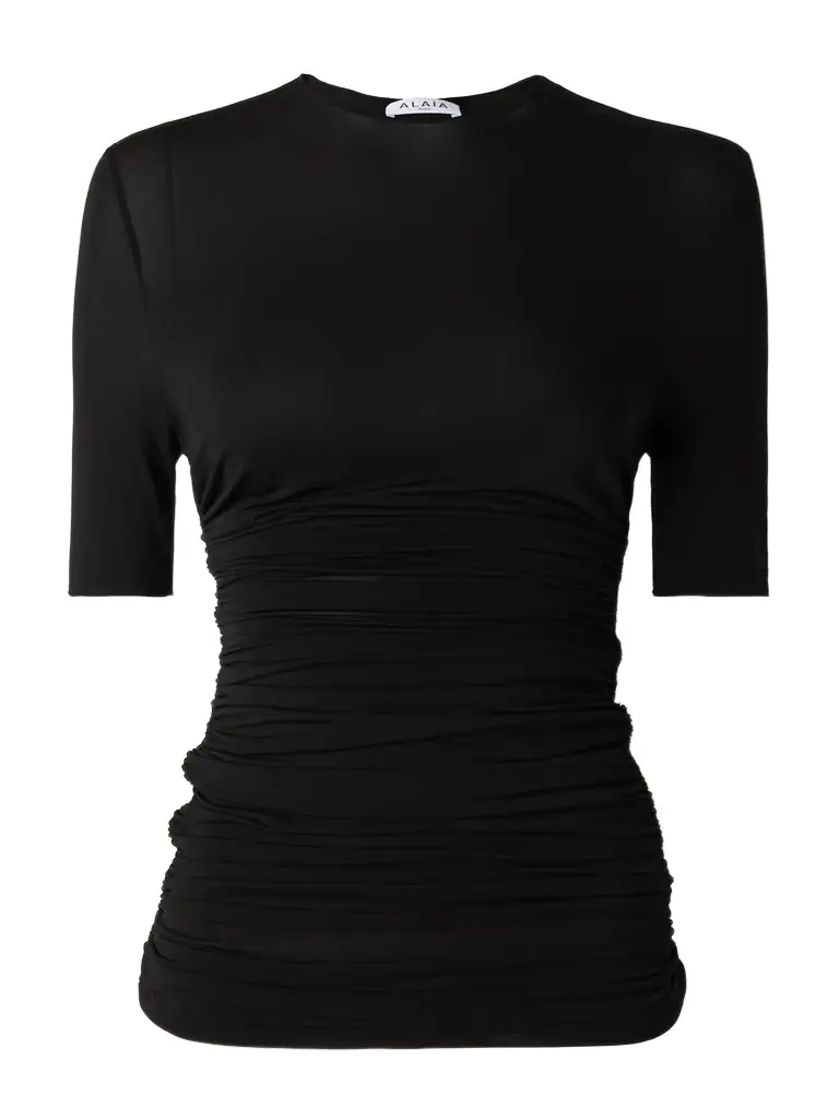 Alaïa Ruched Stretch-jersey T-shirt