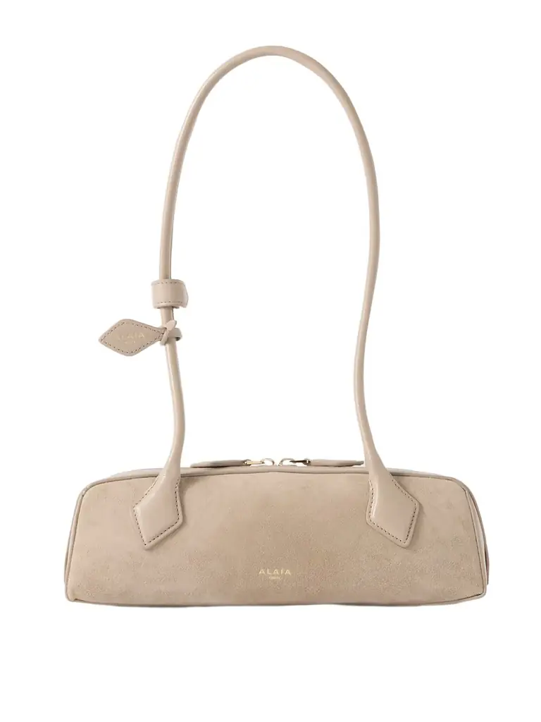 Alaïa Le Teckel Small Leather-trimmed Suede Shoulder Bag