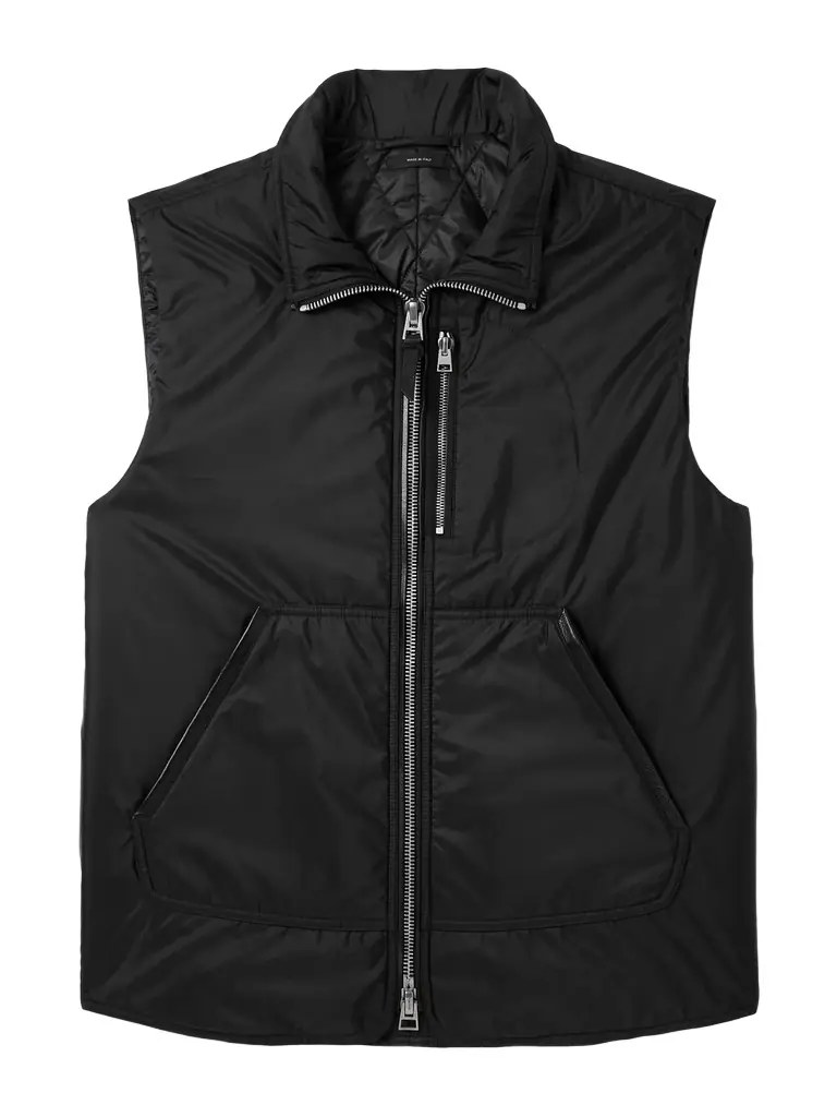 Tom Ford Padded Leather-Trimmed Shell Gilet - Men