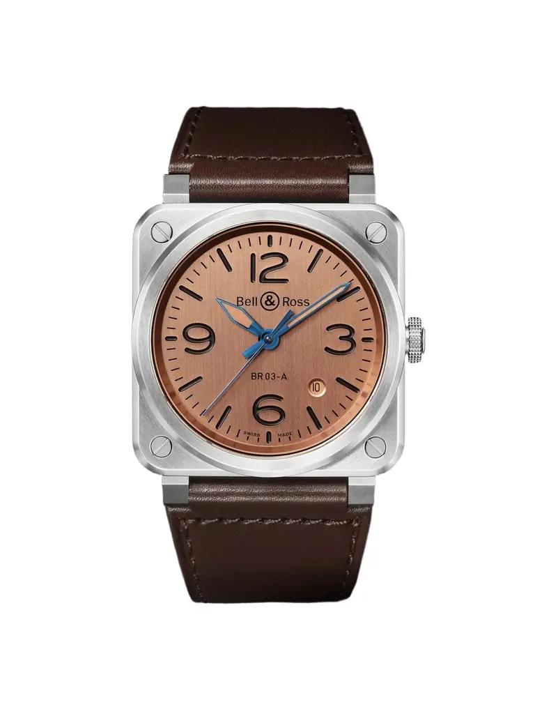 Bell & Ross BR 03 Copper Automatic 41mm Steel and Leather Watch, Ref. No. BR03A-GB-ST/SCA - Men