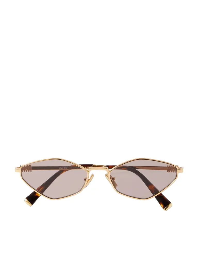 Miu Miu Eyewear Oval-frame Gold-tone Sunglasses