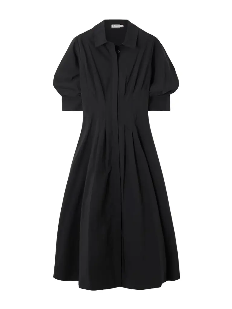 Simkhai Jazz Pleated Cotton-blend Poplin Midi Shirt Dress