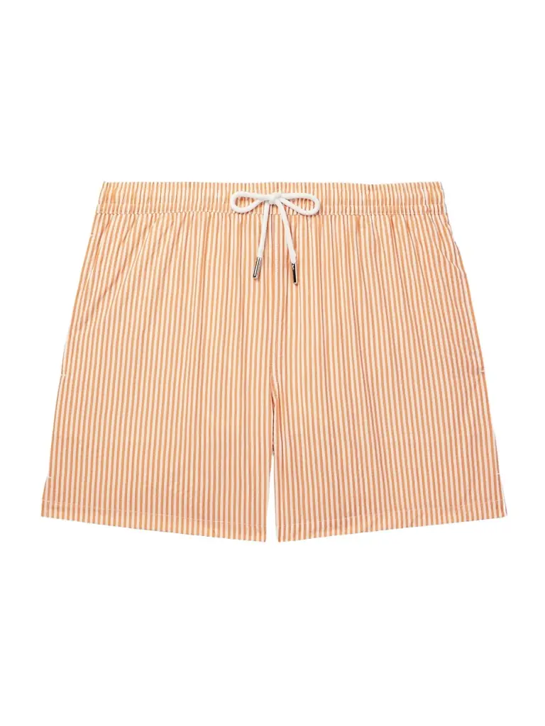 Thom Sweeney Straight-Leg Mid-Length Striped Swim Shorts - Men