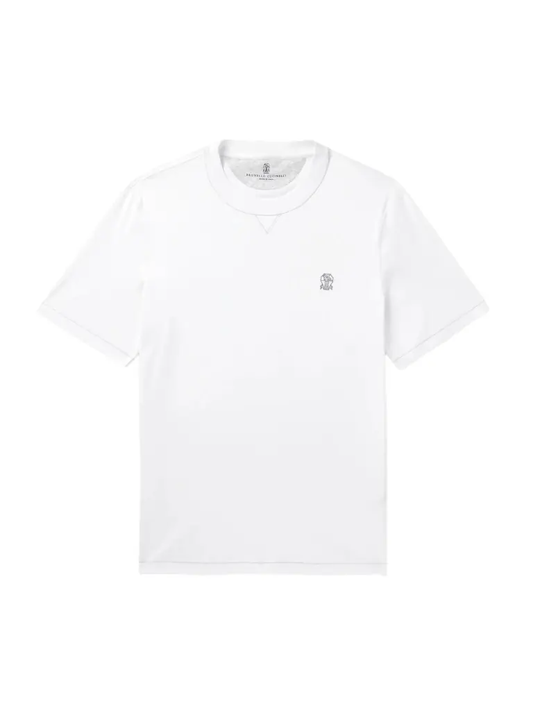 Brunello Cucinelli Logo-Embroidered Cotton-Jersey T-Shirt - Men