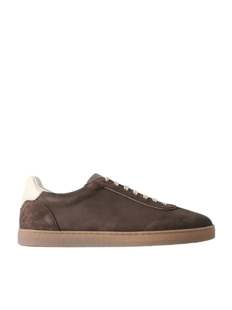 Brunello Cucinelli Leather-Trimmed Suede Sneakers - Men