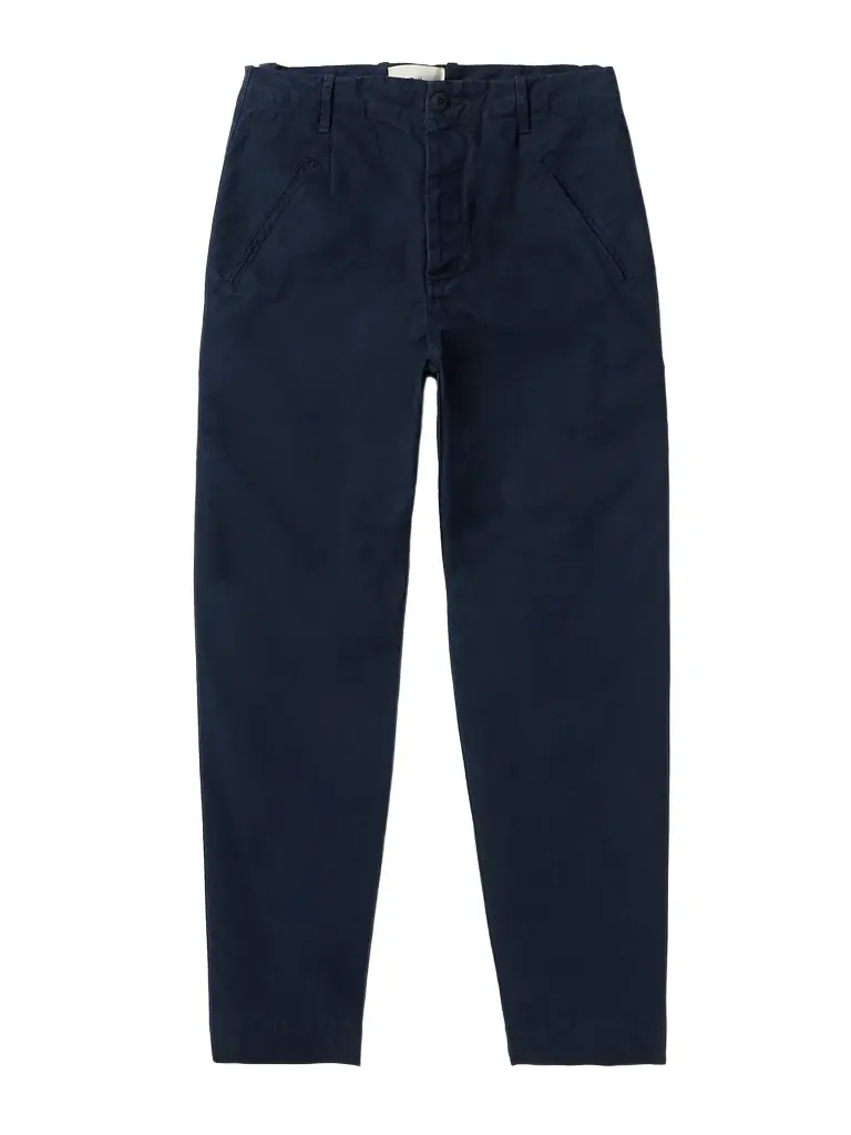 Folk Assembly Straight-Leg Pleated Cotton-Twill Trousers - Men