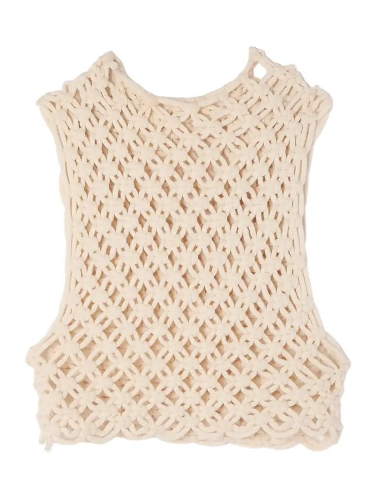 Alaïa Cropped Open-knit Cotton-blend Tank