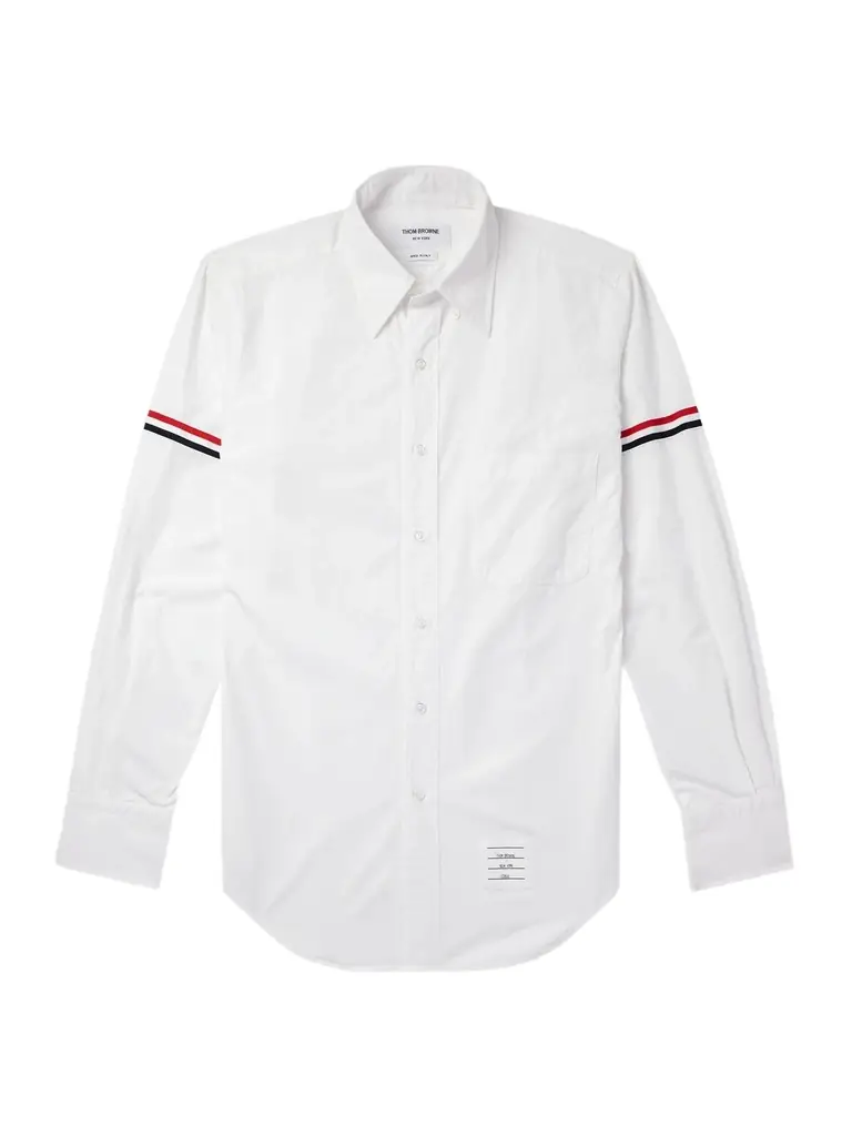 Thom Browne Button-Down Collar Grosgrain-Trimmed Cotton-Poplin Shirt - Men