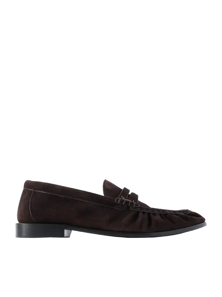 Saint Laurent Le Loafer Monogram Logo-Appliquéd Suede Penny Loafers - Men