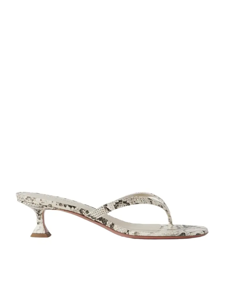 Amina Muaddi Juliette Snake-effect Leather Sandals