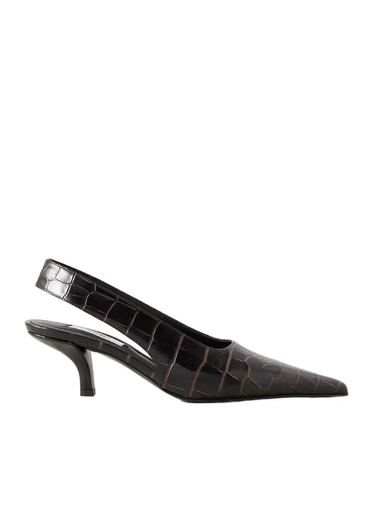 TOTEME Croc-effect Leather Slingback Pumps