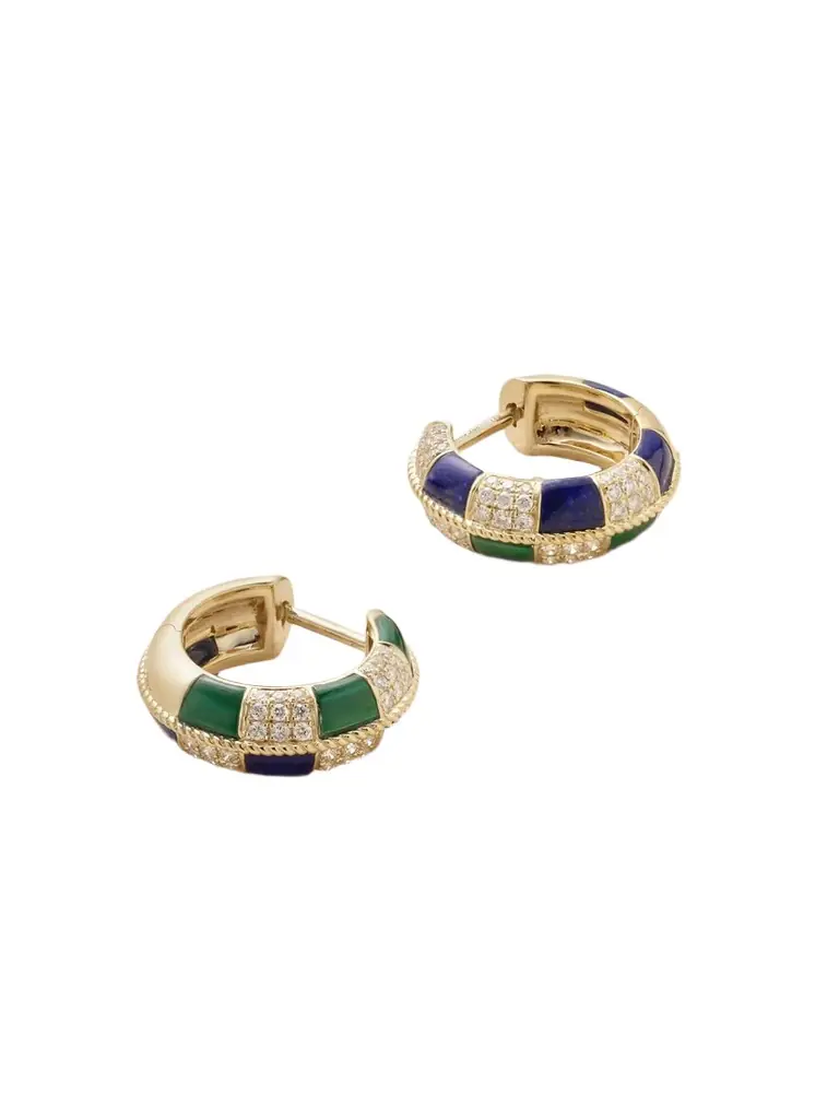 Yvonne Léon Mini Créoles 9-karat Gold Multi-stone Hoop Earrings
