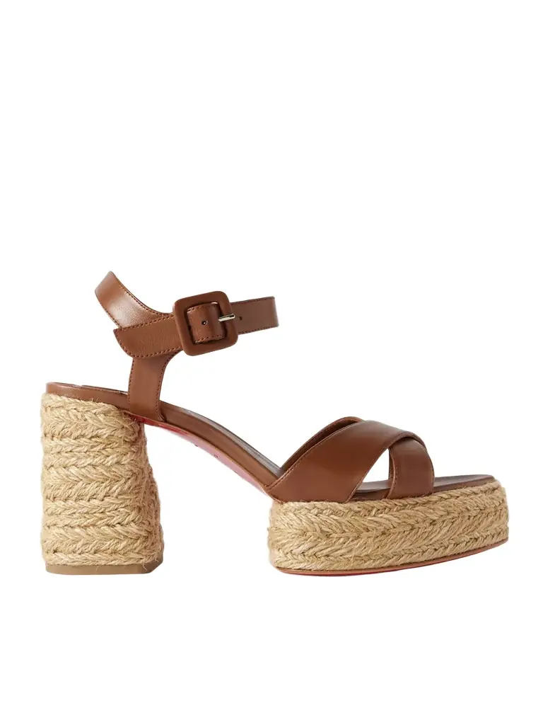 Christian Louboutin Calakala 85 Leather Espadrille Platform Sandals