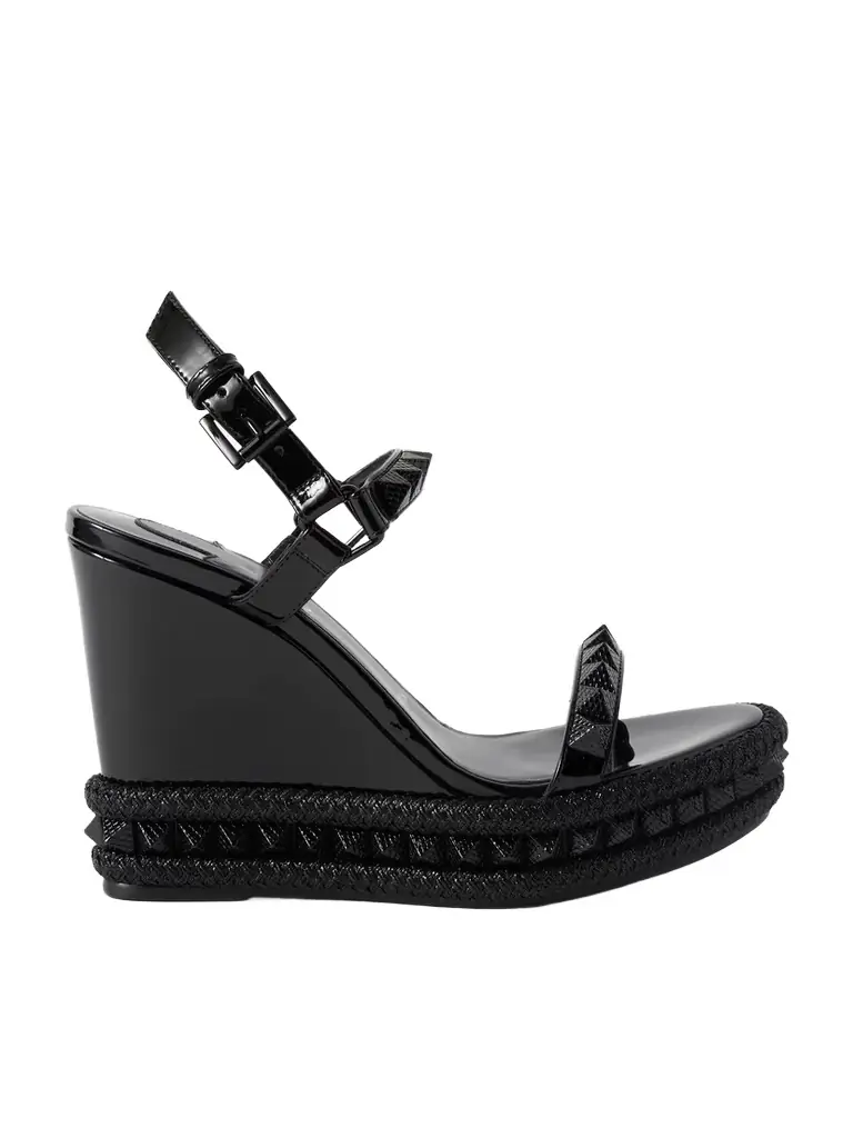 Christian Louboutin Pyraclou 110 Studded Leather Wedge Sandals