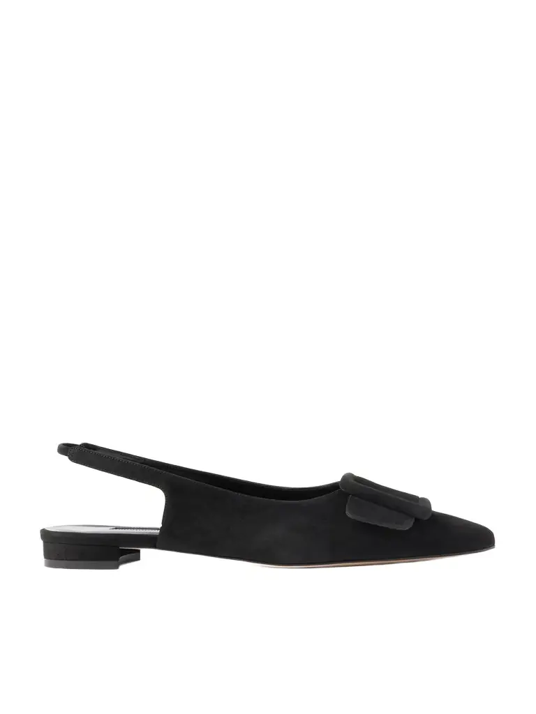 Manolo Blahnik Maylura Buckled Suede Slingback Flats
