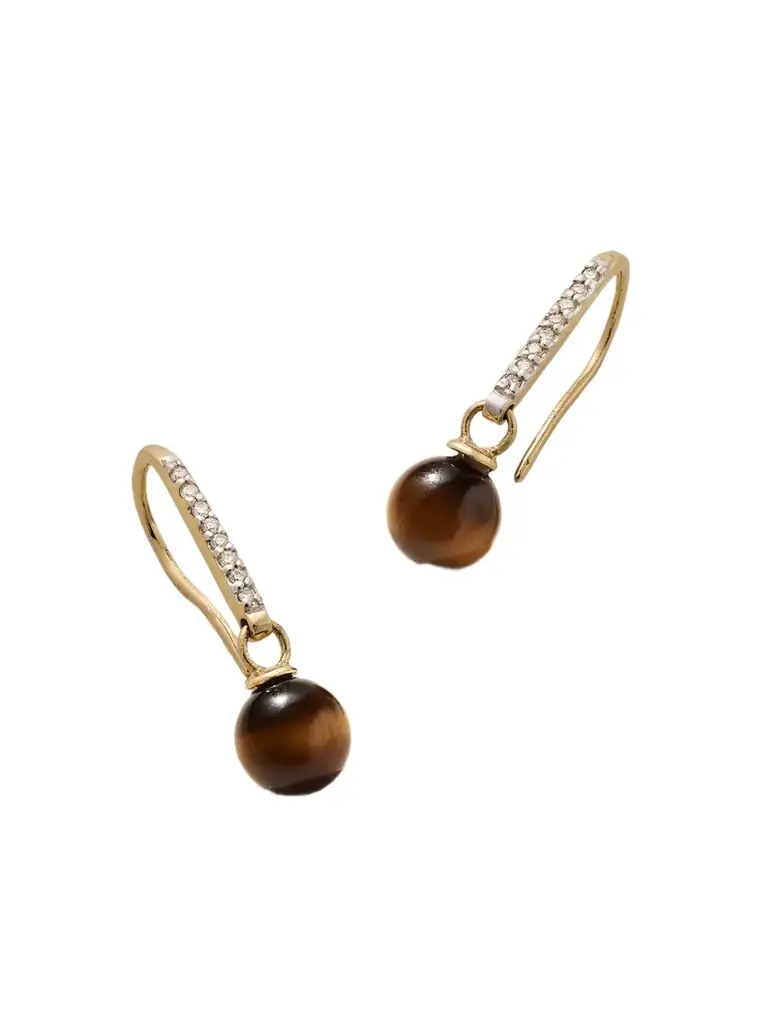Mateo 14-karat Gold, Tiger's Eye And Diamond Earrings