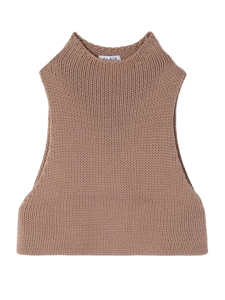 Alaïa Cropped Cotton-blend Turtleneck Tank