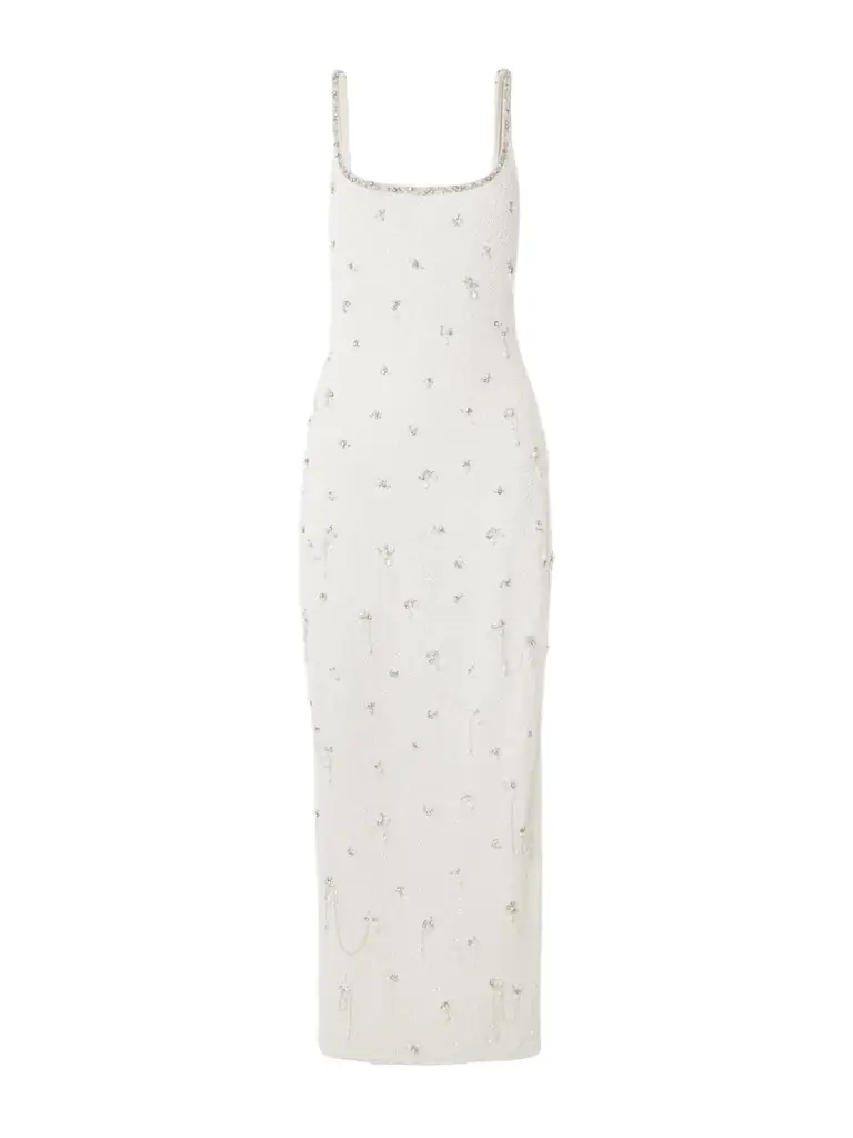 Clio Peppiatt Droplet Embellished Beaded Stretch-tulle Gown