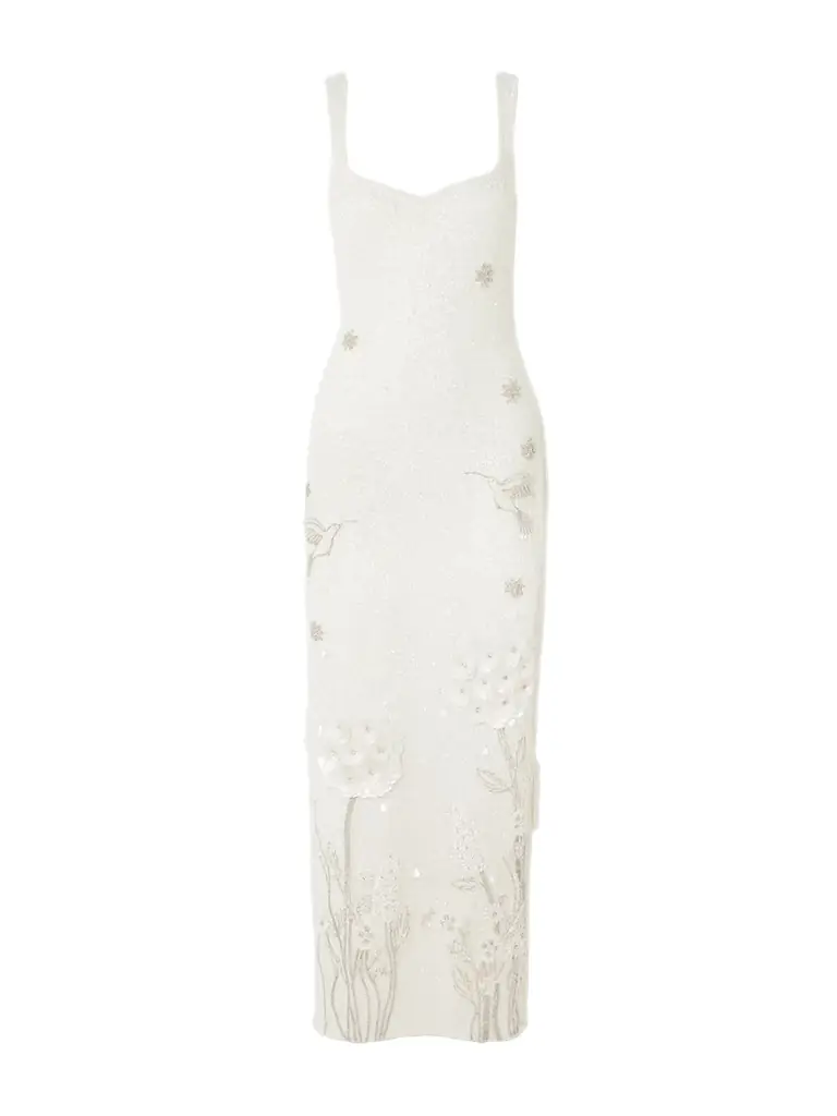 Clio Peppiatt Hummingbird Embellished Beaded Stretch-tulle Gown