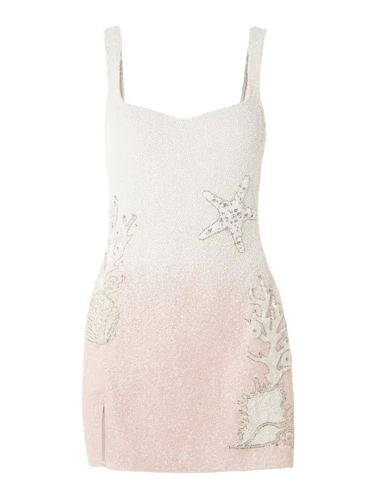 Clio Peppiatt Seashell Crystal-embellished Beaded Tulle Mini Dress
