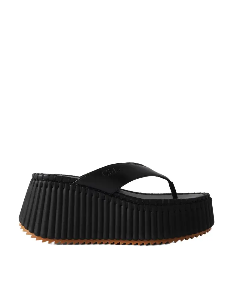 Chloé Nama Leather Platform Flip Flops