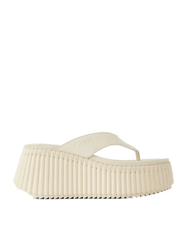 Chloé Nama Leather Platform Flip Flops