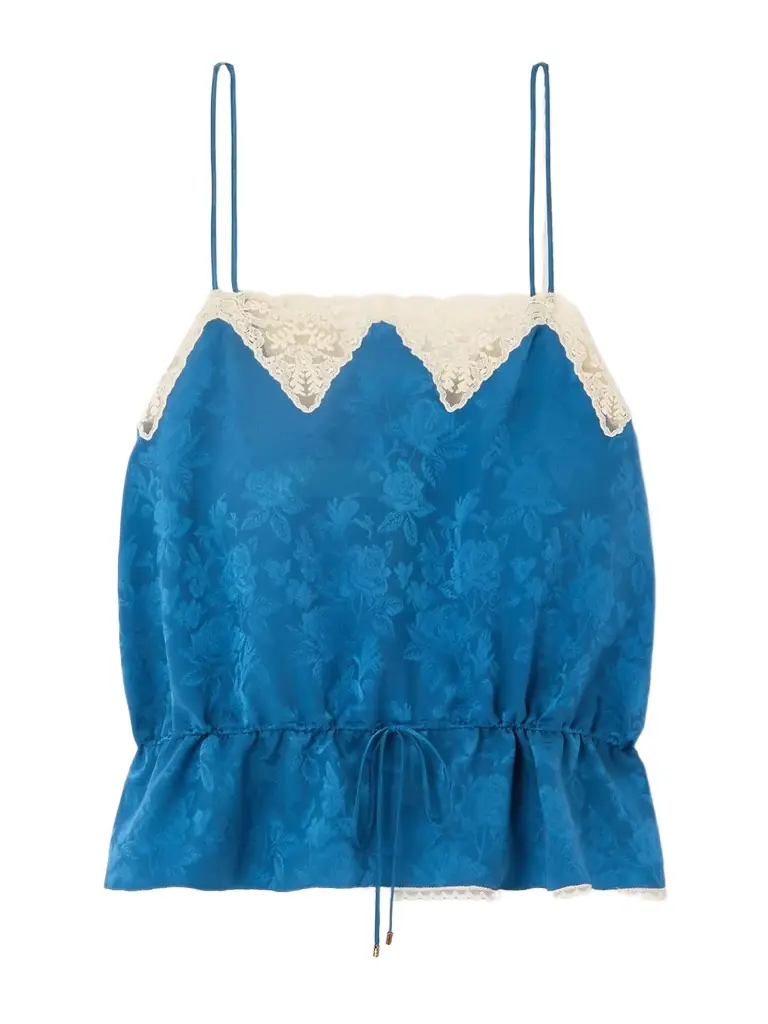 Chloé Lace-trimmed Silk-jacquard Camisole