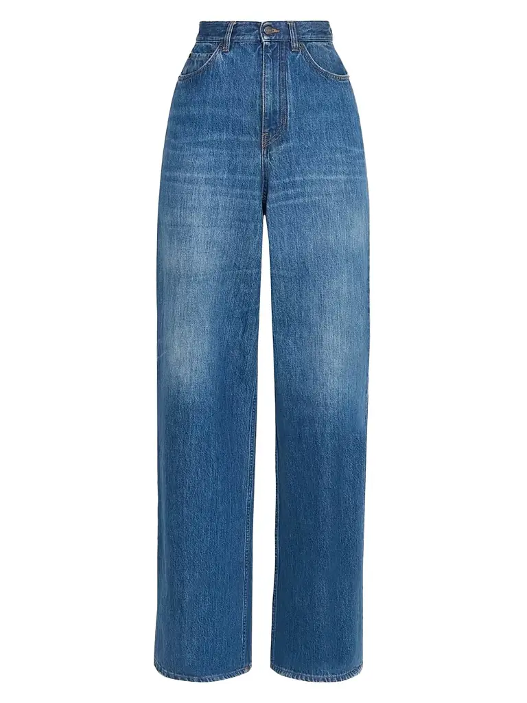 Chloé Women's Faded Wide-Leg Jeans - Night Blue