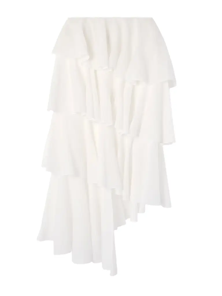 Alaïa Tiered Asymmetric Cotton Midi Skirt