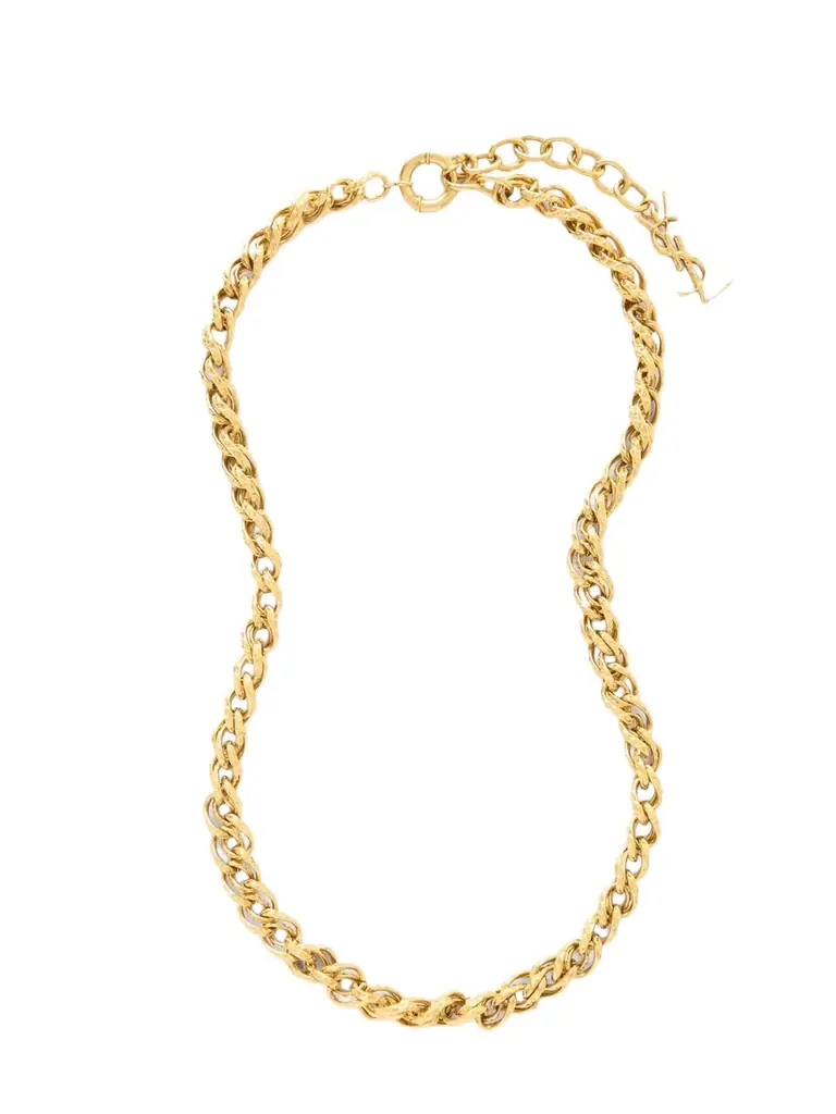 Saint Laurent Hammered Gold-tone Necklace