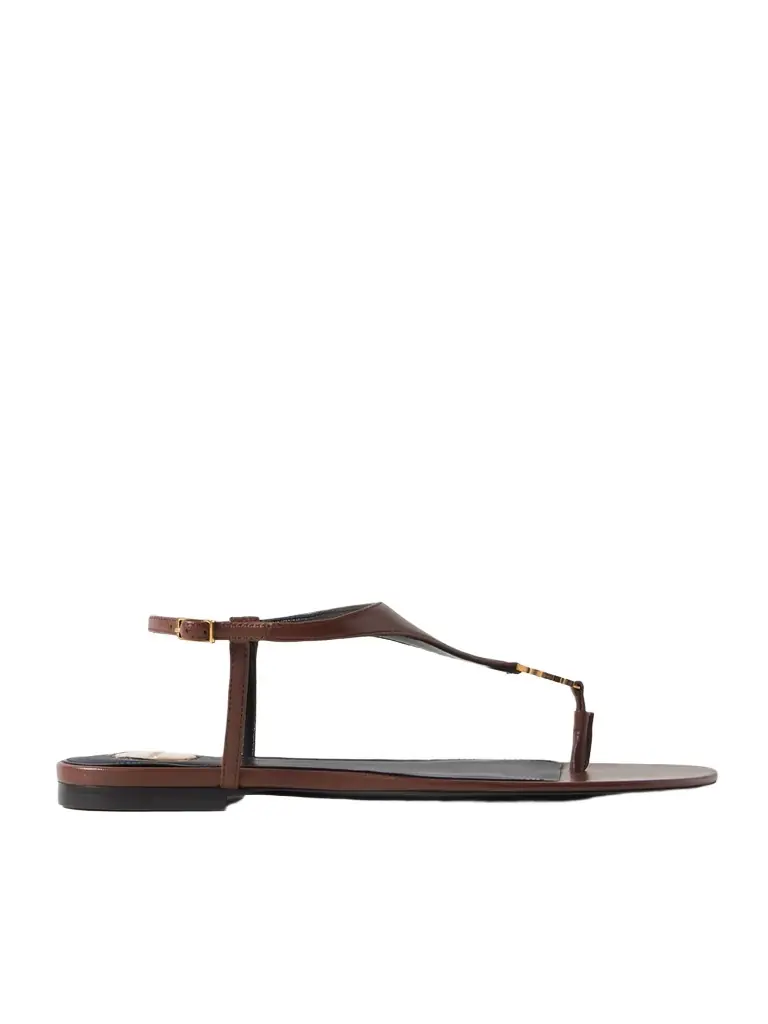 Saint Laurent Cassandra Logo-embellished Leather Slingback Sandals