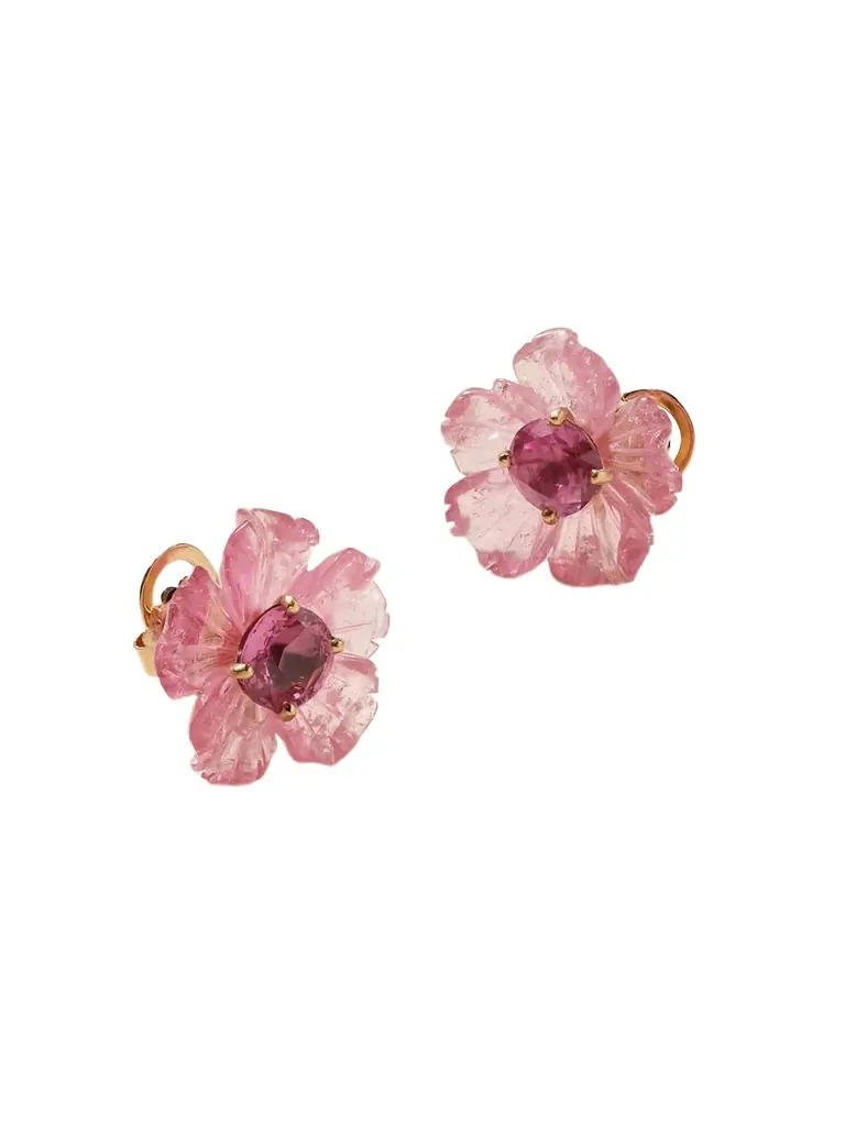 Irene Neuwirth Tropical Flower 18-karat Rose Gold, Tourmaline And Spinel Earrings
