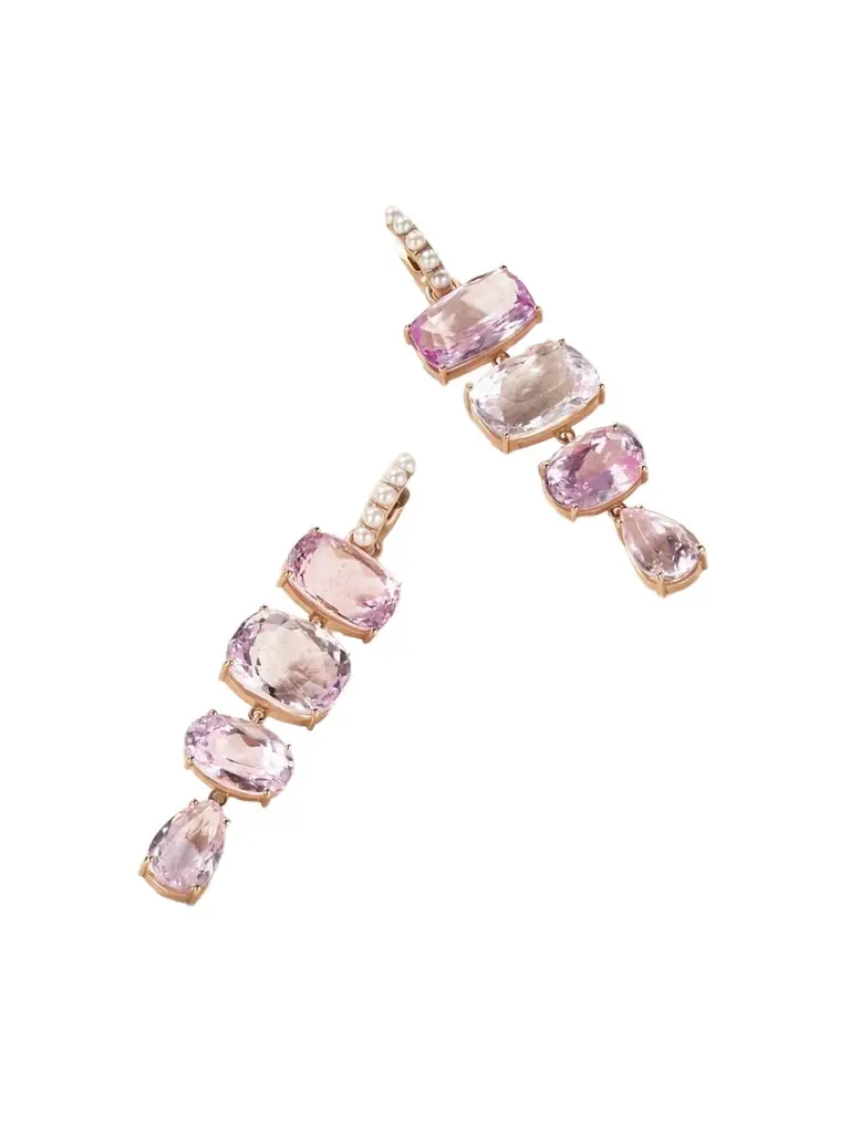 Irene Neuwirth Gemmy Gem 18-karat Rose Gold, Kunzite And Pearl Earrings