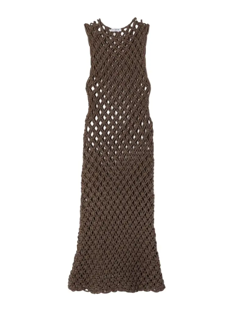 Alaïa Macramé Cotton-blend Midi Dress
