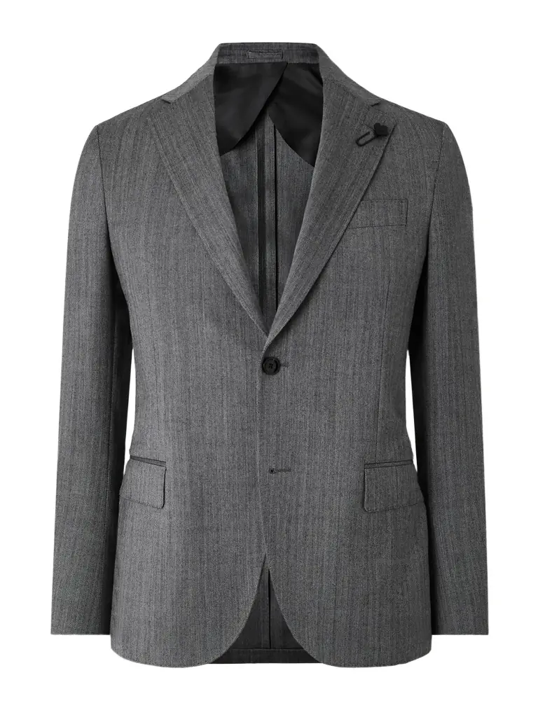 Lardini Virgin Wool-Blend Herringbone Suit Jacket - Men
