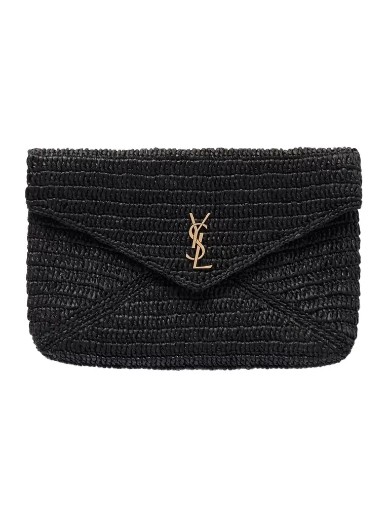 Saint Laurent Cassandre Raffia Clutch