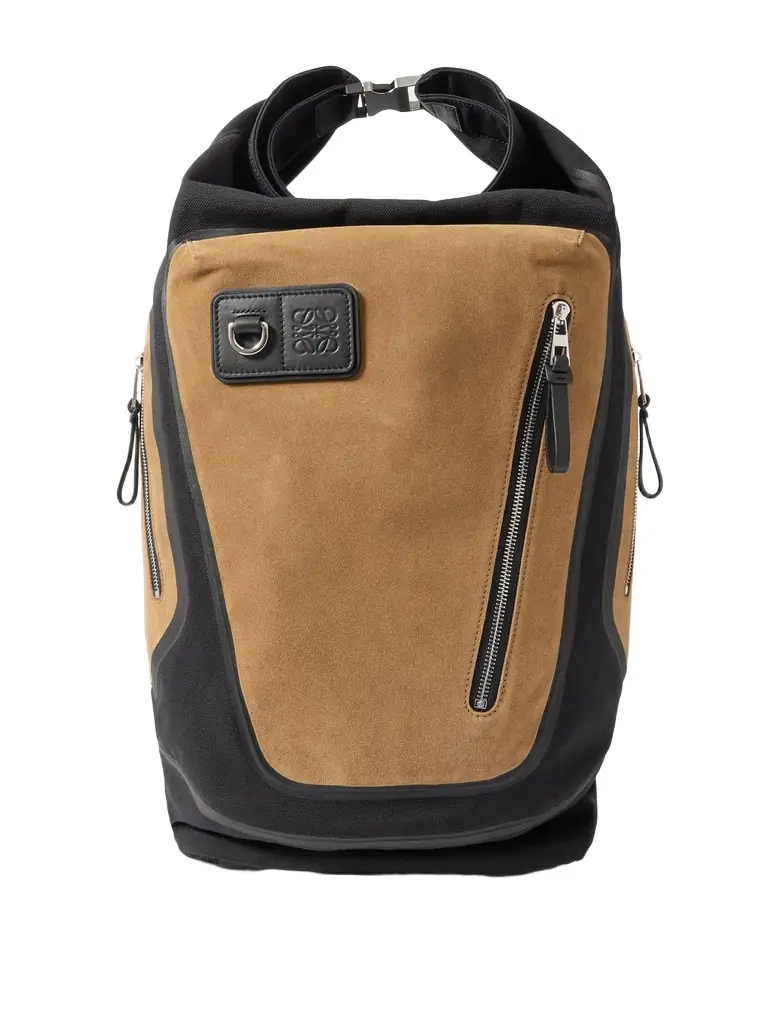 Loewe Flex Logo-Embossed Suede and Canvas Backpack - Men