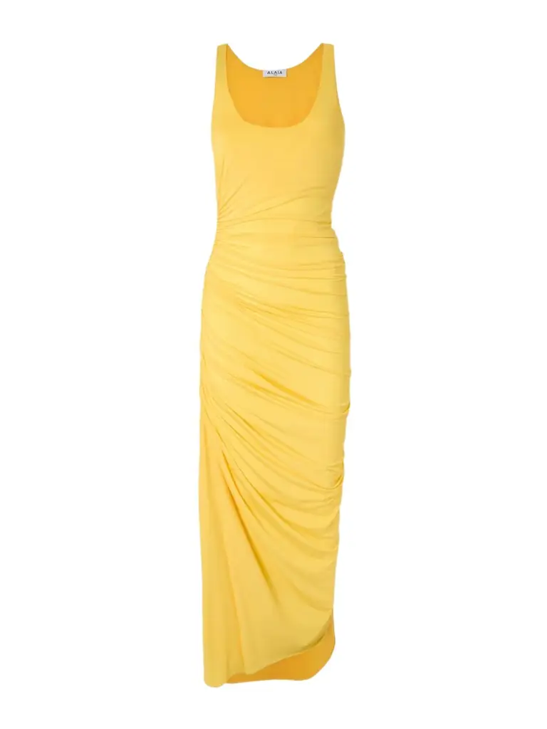 Alaïa Gathered Stretch-jersey Midi Dress