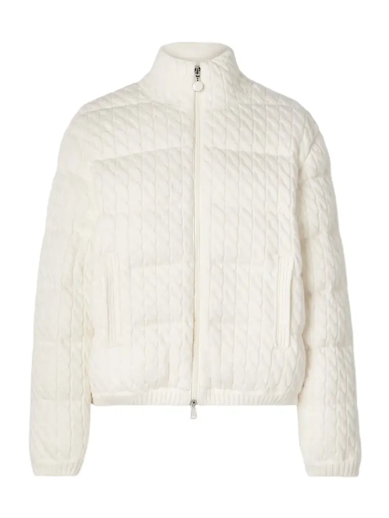 Moncler Quilted Padded Cable-knit Cotton-blend Down Jacket