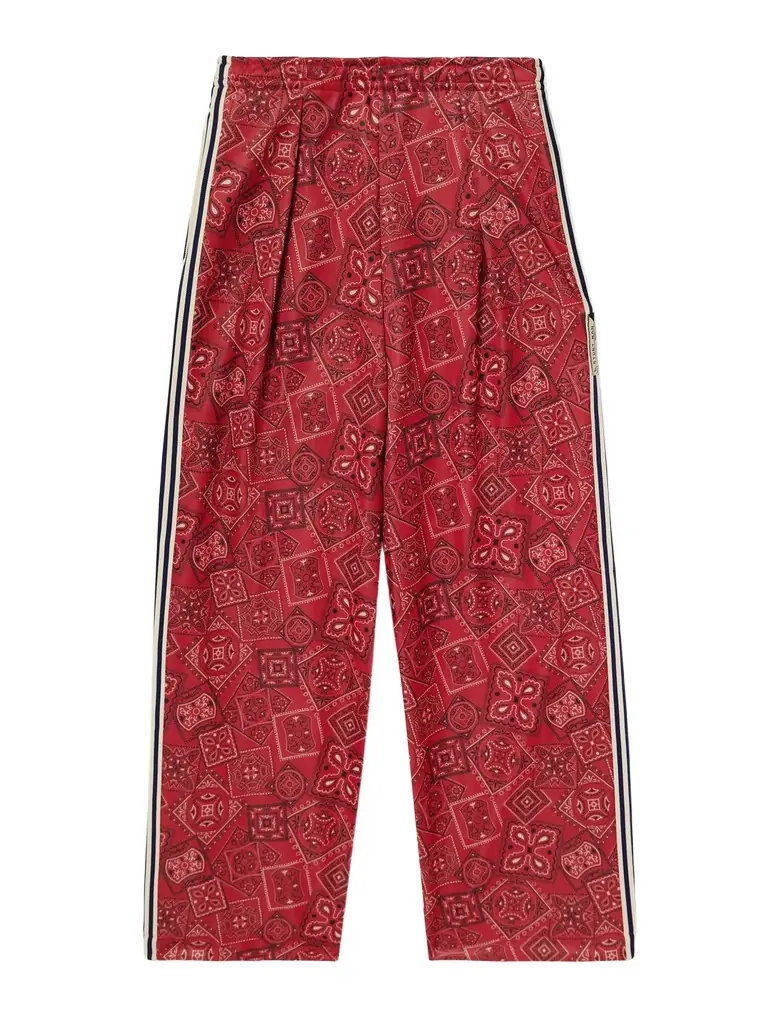 KAPITAL Wide-Leg Striped Webbing-Trimmed Bandana-Print Tech-Jersey Track Pants - Men