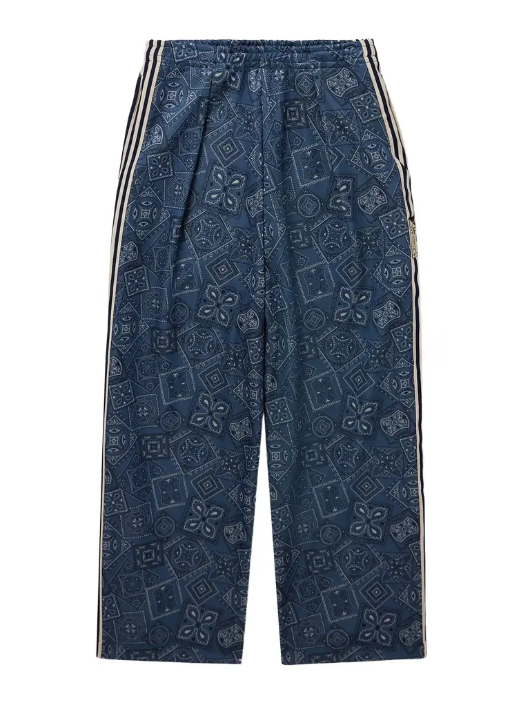 KAPITAL Wide-Leg Striped Webbing-Trimmed Bandana-Print Tech-Jersey Track Pants - Men