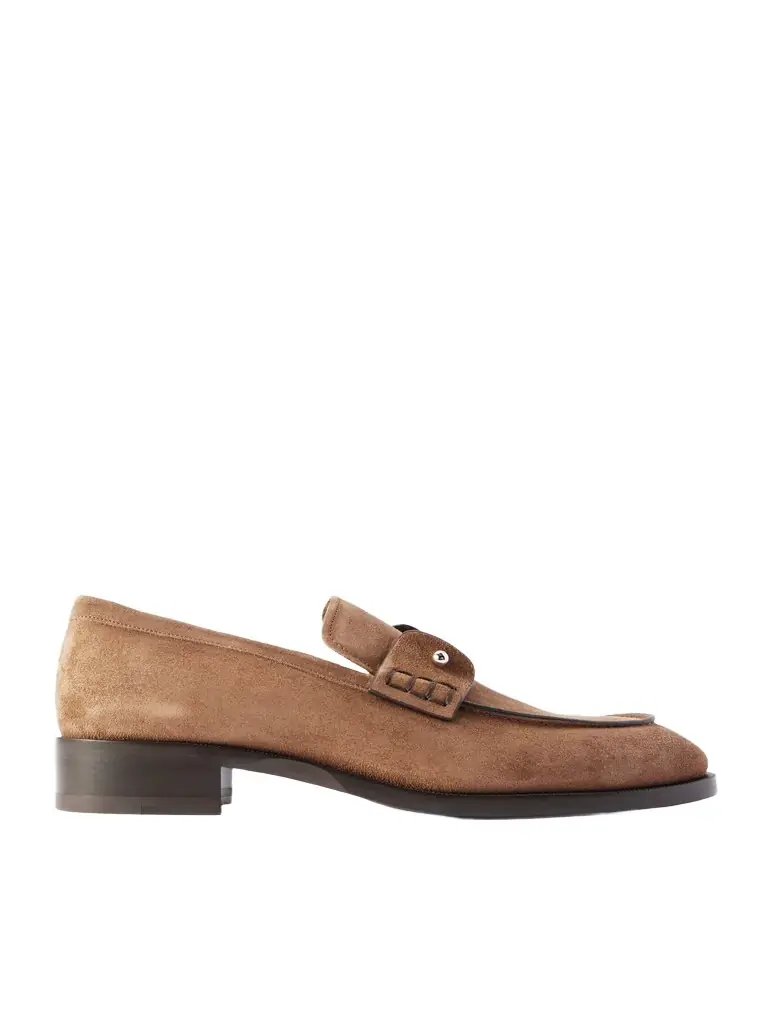 Christian Louboutin Chambelimoc Embellished Suede Loafers - Men